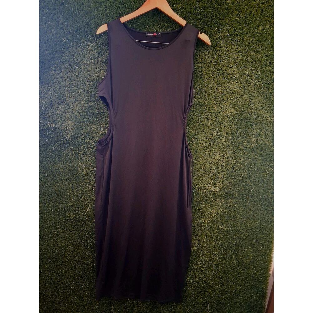 Absolutely Love It Black Midi Dress Womens Plus Size 3X Sleeveless Side Cutout